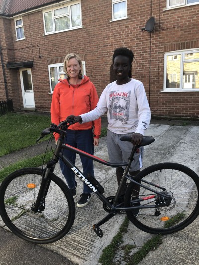 Amanda with Lavri and his new bike